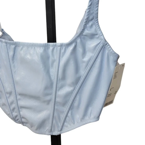 Urban Outfitters Out From Under Sky Blue Corset Faux Leather Crop Top Size M - Picture 7 of 7